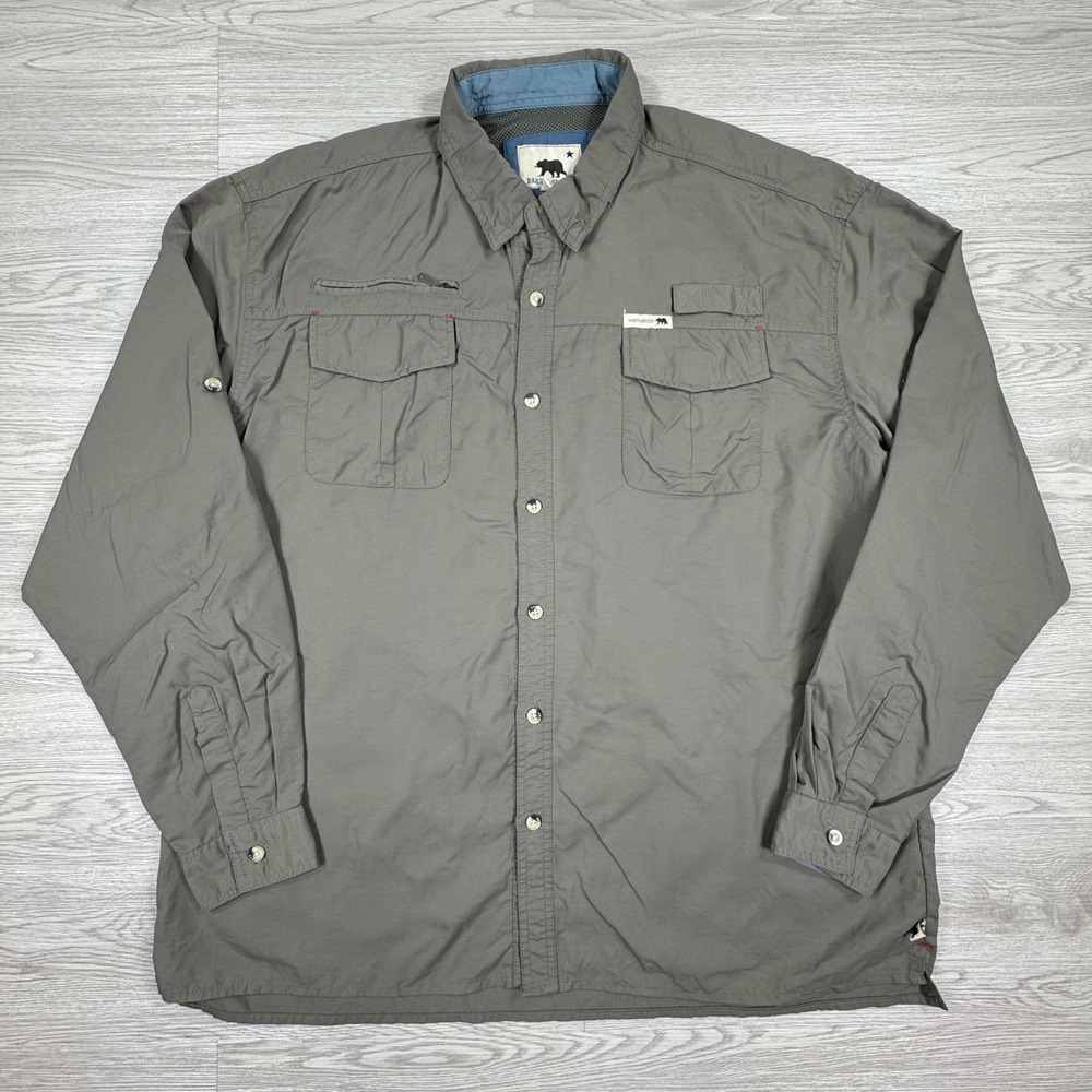 Dakota Grizzly Men's Fishing Shirt Long Sleeve Gray XXL Nylon Ventilated Utility